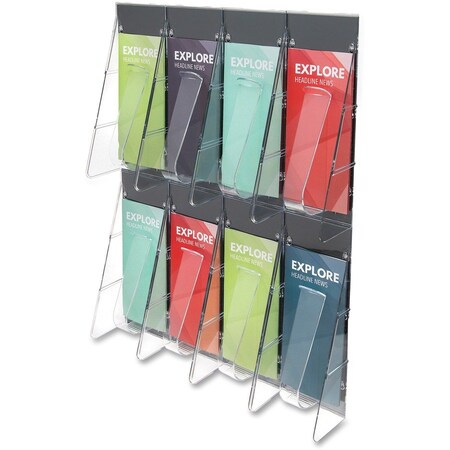 Deflecto Leaflet Wall Rack, 8-Pocket, 18-1/4"x2-7/8"x23-1/2", Clear DEF56201